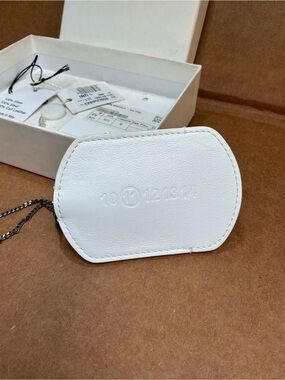 Maison Margiela White Leather Cloche Silver Keychain Necklace